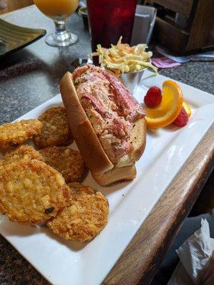 The outstanding lobster roll, along with the great little potato pancakes.