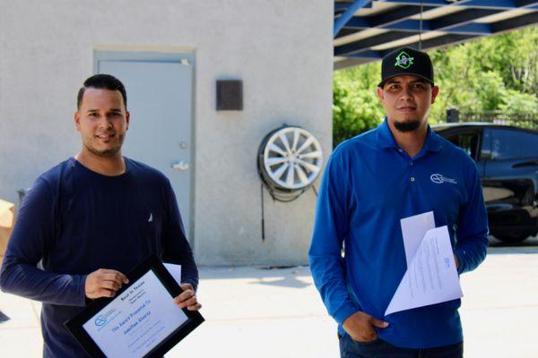 April Award Winner, Jonathan Alvarez and GM Noel Ramirez.