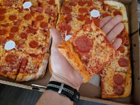 Literally the size of my hand pizza slices shouldn't be so small!