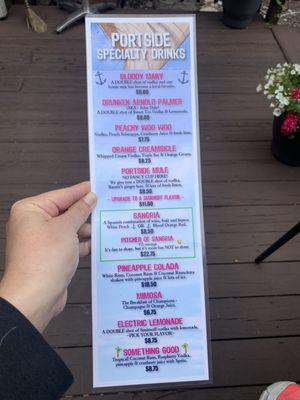 Drink menu