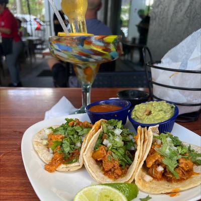 El Pastor tacos and a Margarona