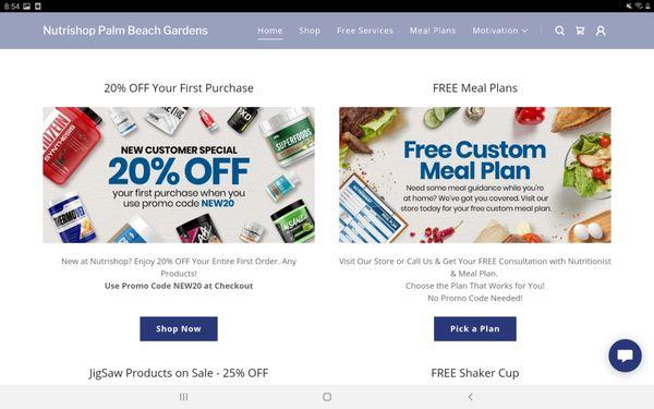 Website design and optimization for Nutrishop Palm Beach Gardens