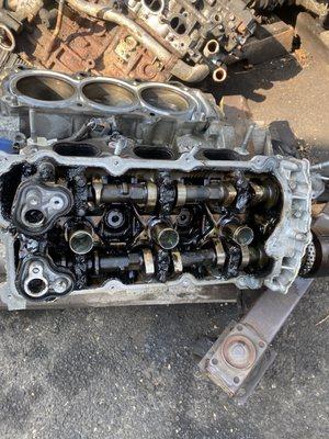 Engine that was taken out of car and needed to be replaced.