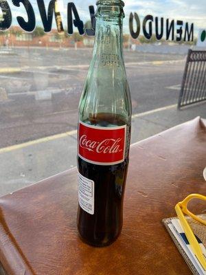 Mexican Coke. Nice and big. My son was happy