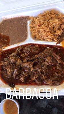 Barbacoa with beans and rice