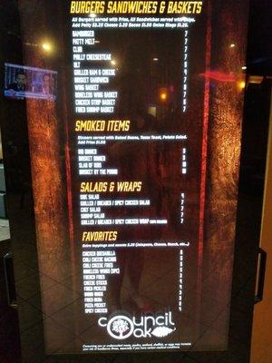 One Fire Casino Menu