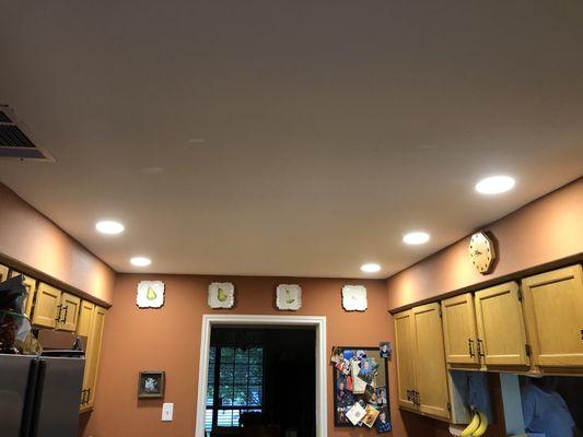 Recessed lighting retrofit in a galley kitchen- out with the funky fluorescent and in with a fresh look!