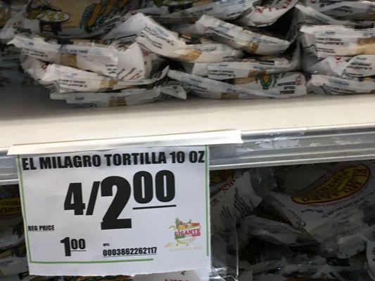 .50 cents for package of tortillas