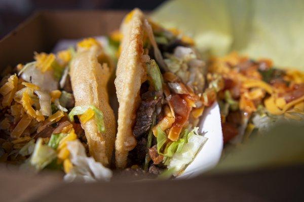 Carne Asada + Original Ground Beef Puffy Tacos