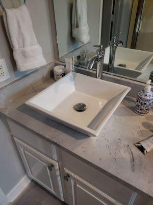 Bathroom sinks and faucets installed cleanly and quickly.