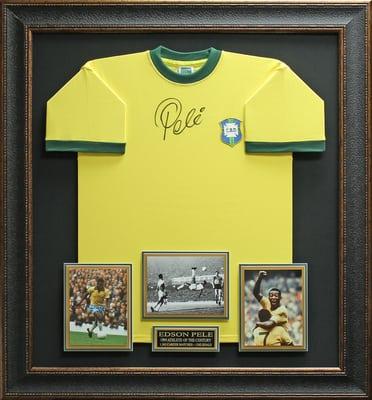 Edson Pele Signed Brazil Jersey Framed.