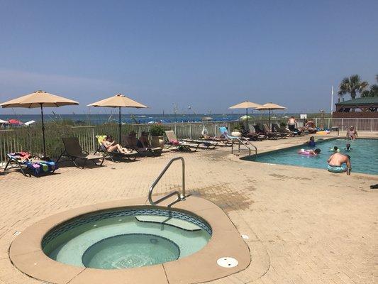 Hot tub and beach side pool