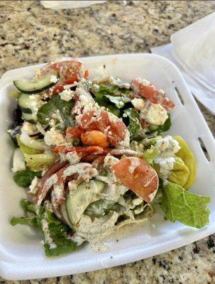 Greek Salad (be careful with the olives, as they have the pits)