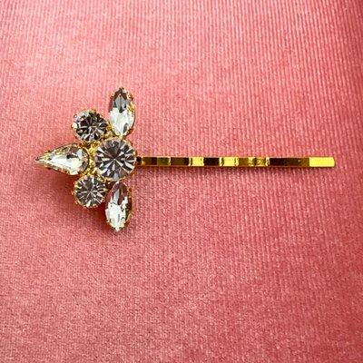 Sparkling 18K Gold Bobby Pin by Dauphines of New York Luxury Hair Accessories. Visit our Boutique Showroom for Hair Accessories. Bridal.