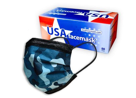 Camo Black Made in USA 3-Layer Disposable Face Mask