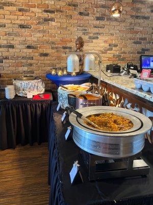 Meat dishes on the lunch buffet