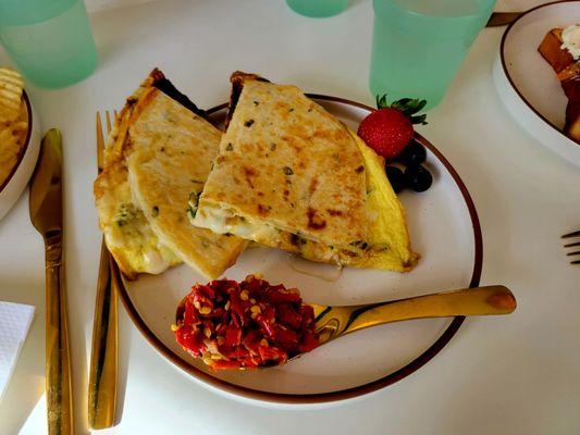 Light pancakes filled with eggs