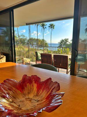 Gorgeous views from this comfy corner condo with a view at Maui Parkshore in Kihei.