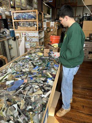 Scrap glass table