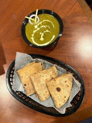 Palak Panner with Chapati