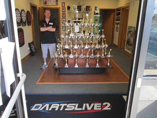 Dart trophies at Dart Brokers, near Chicago, IL