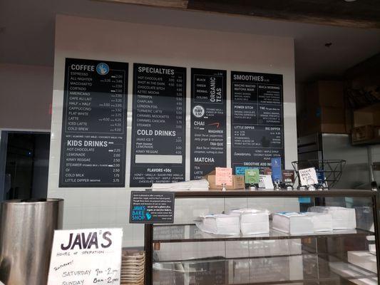 Javas menu