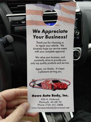 Highly recommend Howe Auto Body!