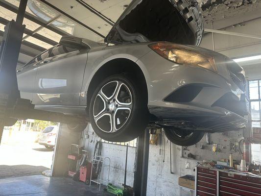 2014 Mercedes CLA did oil pan and brake flush