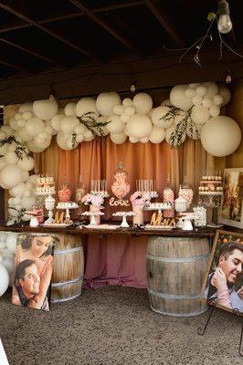 Dessert table (placed next to spiral stairs) Set up by sweet tooth candy inc. @SwtToothBuffets on IG