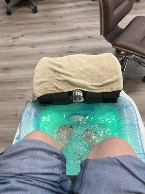 Kim letting my feet soak after and did an amazing job messaging!!