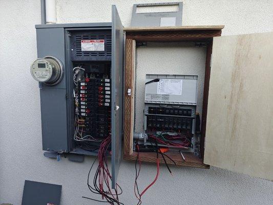 Main panel and transfer switch.