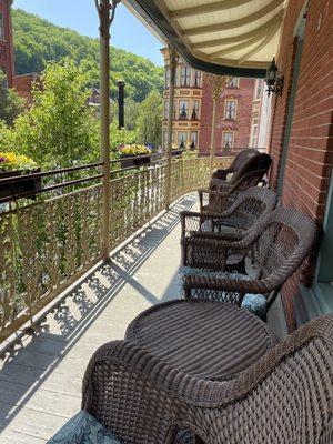 Upper level patio overlooking the main street