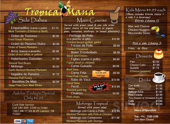 Tropical Maná * Menu