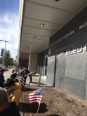 Midterm Election Voting - outside the Cuyahoga County Board of Elections (on November 4, 2018)