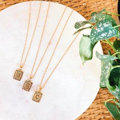 Bracha Initial Card Necklaces