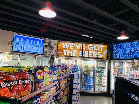 Frozen foods, beers & bottled drinks