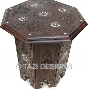 Syrian inlay side table. our octagonal accent tables can ship to Marin, Sonoma, Napa, San Jose, Carmel, Hillsborough.