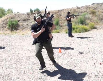 Instructor J demonstrating reloading on the move.