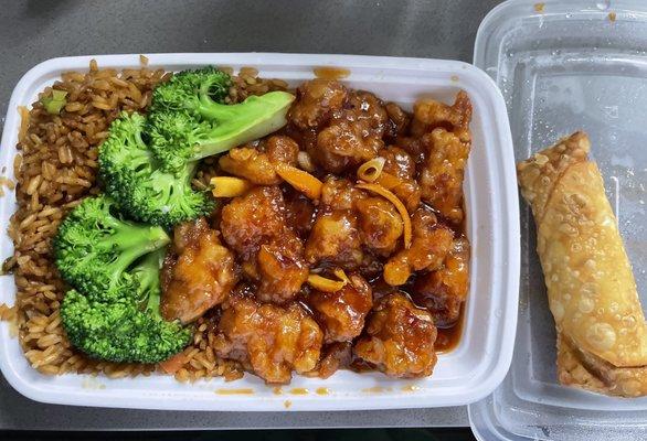 Orange chicken added broccoli