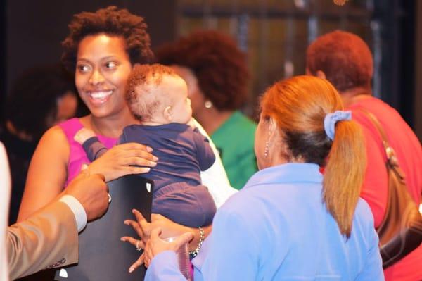 Antonevia's family greets her after an impressive performance!