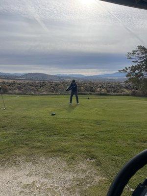 Warming up on the greens.