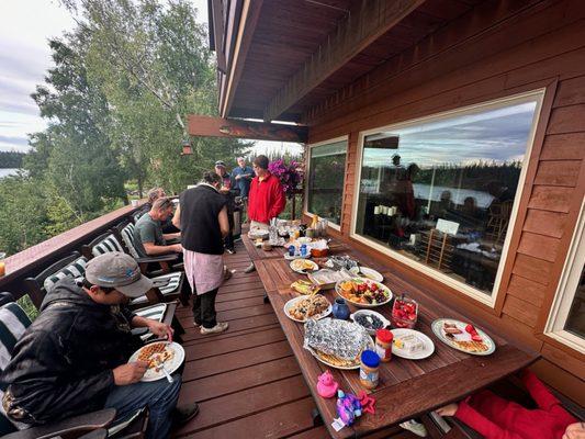 Breakfast the last day on the back porch...never saw a fly!  Amazing!