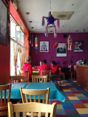 Colorful fun interior with 10 tables inside