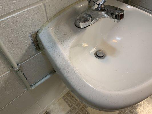 dirt all over sink note bathroom was cleaned before