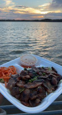 Pork plate at the lake