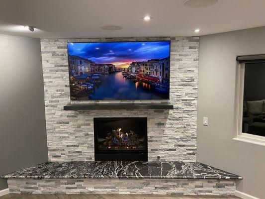 Beautiful ledger stone and Granite hearth in 29 palms