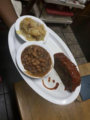 meatloaf, pinto beans, cabbage