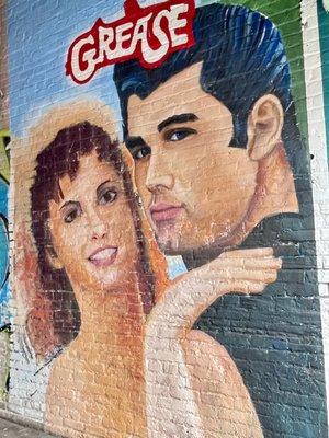 Grease Wall Mural. Olivia Newton John ( Sandy) you will be forever remembered but greatly missed!  Sandy & Danny @ M&M Auto Center in LA