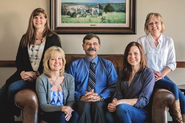 Burk Family Dentistry Pamela, Denise, Dr. Burk, Holly, and Melanie