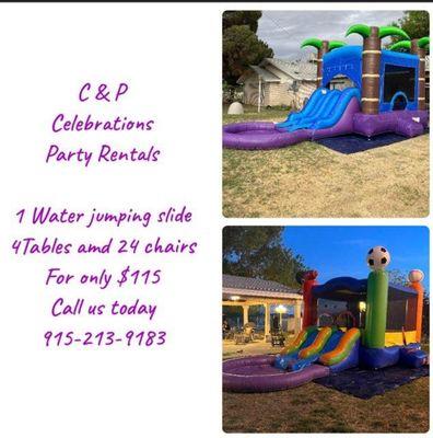 We have water slides for young kids